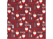 Baumwolle - Weihnachtsmann HoHoHo weinrot